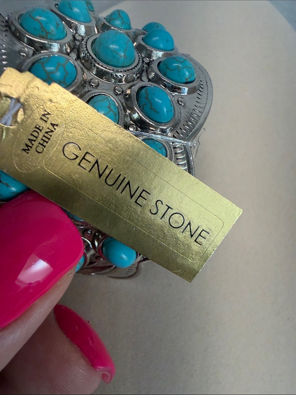 True To Form | Boho Southwestern Silver Plated Genuine Stone Cuff Bracelet - Picture 3 of 10